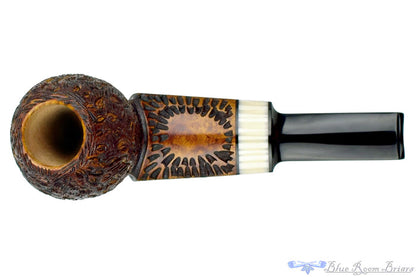 Blue Room Briars is proud to present this C. Kent Joyce Carved Wideshank Cutty with Ivorite