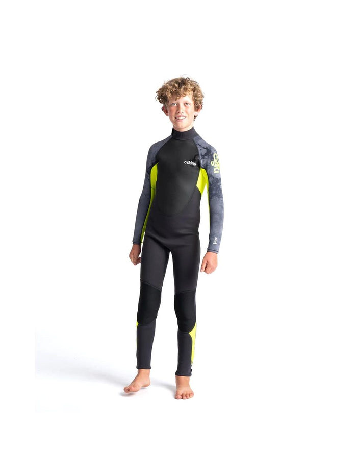 C-Skins Junior Element 3/2Mm Back Zip Wetsuit - Anthracite/Yellow/Black===SALE==