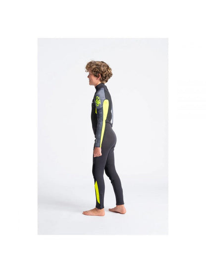 C-Skins Junior Element 3/2Mm Back Zip Wetsuit - Anthracite/Yellow/Black===SALE==