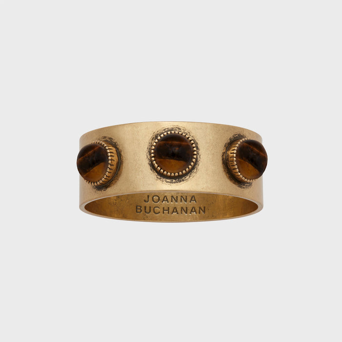 CABOCHON NAPKIN RINGS, TIGERS EYE, SET OF 4