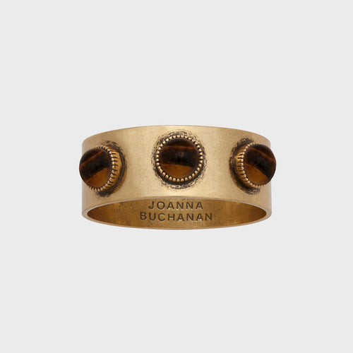 CABOCHON NAPKIN RINGS, TIGERS EYE, SET OF 4