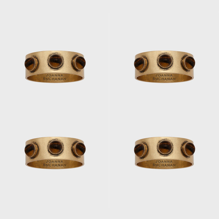 CABOCHON NAPKIN RINGS, TIGERS EYE, SET OF 4