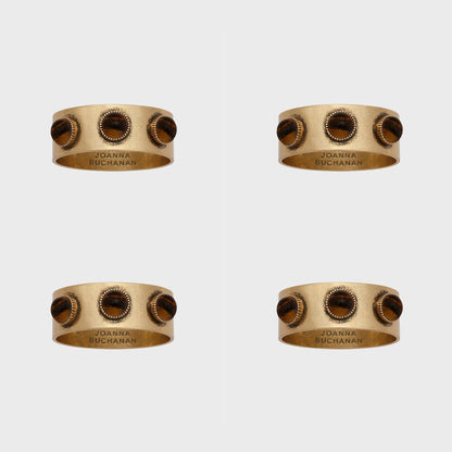 CABOCHON NAPKIN RINGS, TIGERS EYE, SET OF 4