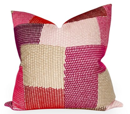 Carnaby Embroidered Pillow Cover in Pink and Red, Schumacher Textiles