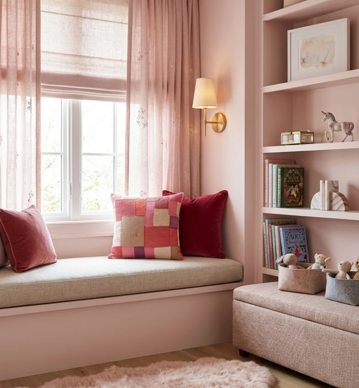 Carnaby Embroidered Pillow Cover in Pink and Red, Schumacher Textiles