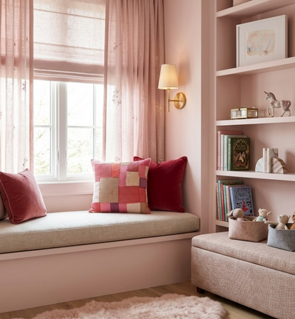 Carnaby Embroidered Pillow Cover in Pink and Red, Schumacher Textiles