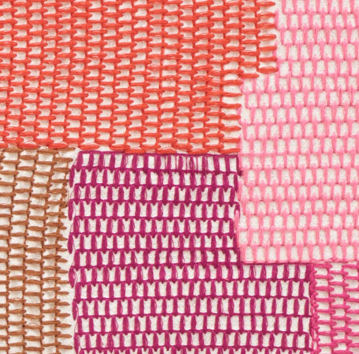 Carnaby Embroidered Pillow Cover in Pink and Red, Schumacher Textiles
