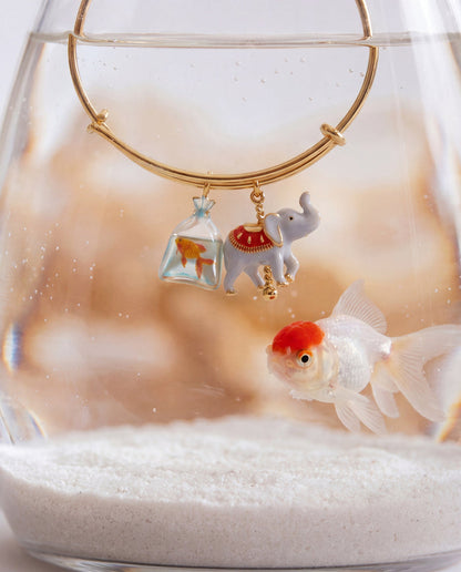 Carnival Carousel Elephant & Goldfish Multi Charm Bangle