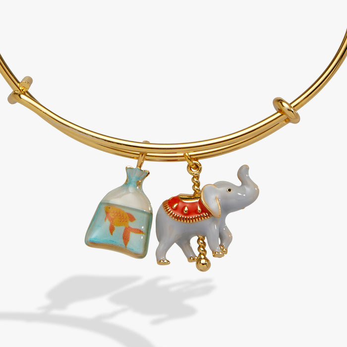 Carnival Carousel Elephant & Goldfish Multi Charm Bangle