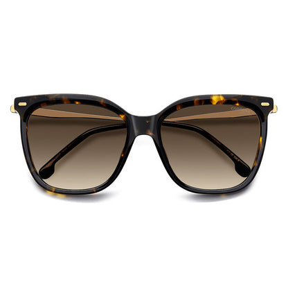 Carrera 3017 Women's Rectangular Frame Designer Sunglasses Havana Gold - close front view