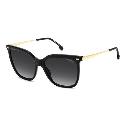 Carrera 3017 Women's Rectangular Frame Designer Sunglasses Black Gold - angled view