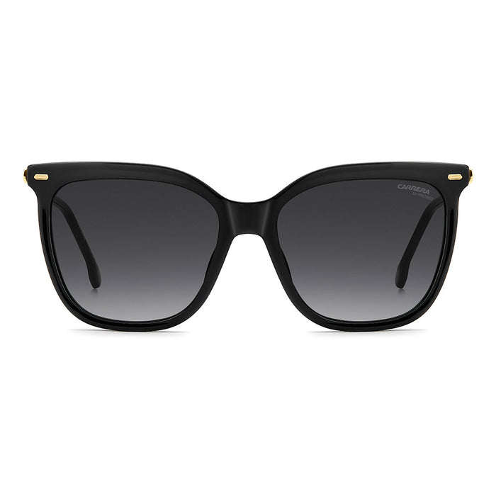 Carrera 3017 Women's Rectangular Frame Designer Sunglasses Black Gold - front view