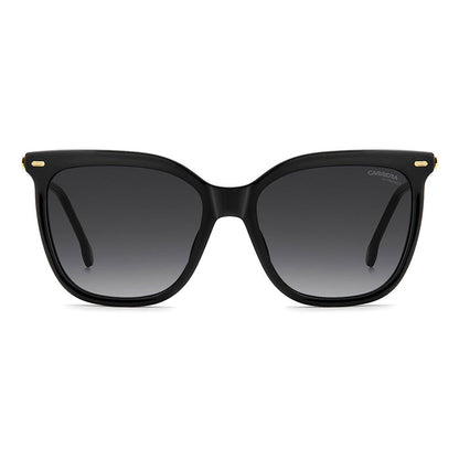 Carrera 3017 Women's Rectangular Frame Designer Sunglasses Black Gold - front view
