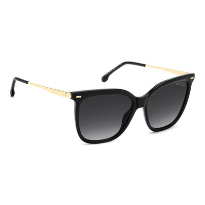 Carrera 3017 Women's Rectangular Frame Designer Sunglasses Black Gold - side view