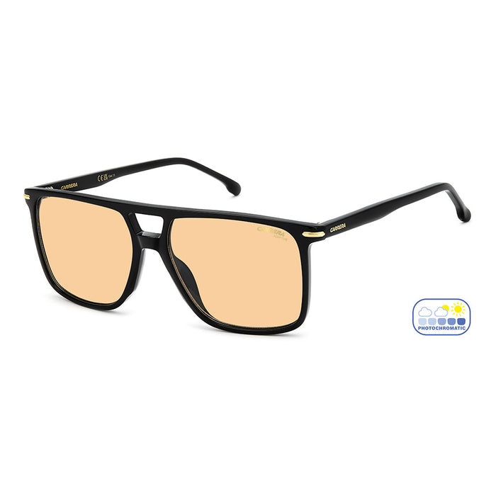 Carrera 366 Rectangular Double Bridge Photochromatic Sunglasses Black - angled view