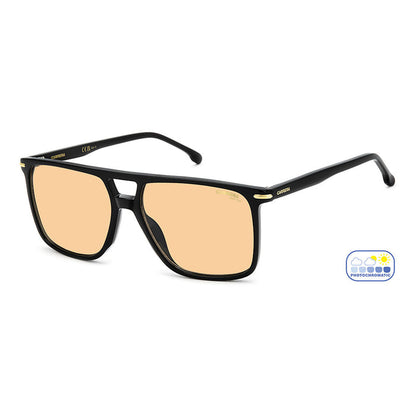 Carrera 366 Rectangular Double Bridge Photochromatic Sunglasses Black - angled view
