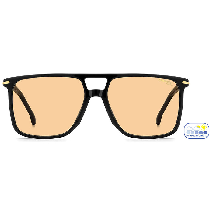 Carrera 366 Rectangular Double Bridge Photochromatic Sunglasses Black - front view