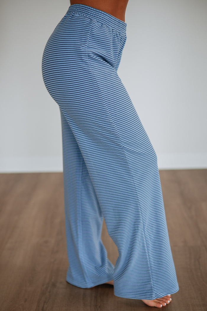 Cayla Striped Pants - Dusty Blue Mix