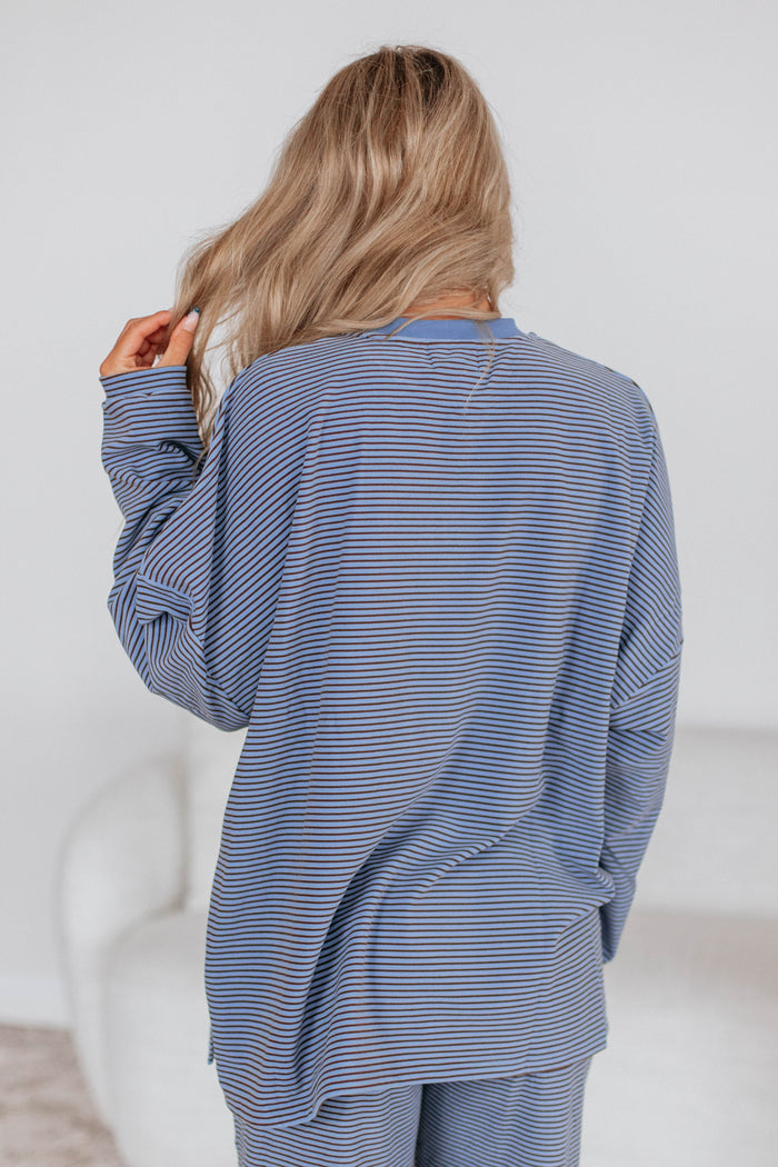 Cayla Striped Top - Dusty Periwinkle Mix