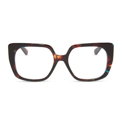 diff eyewear featuring the cecilia square prescription glasses with a confetti tortoise frame front view