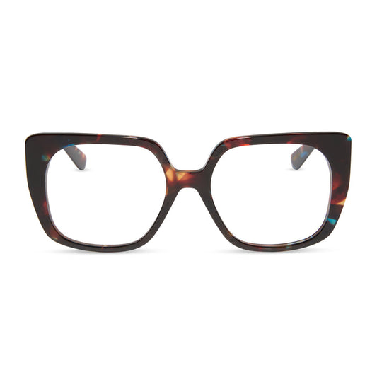 diff eyewear featuring the cecilia square prescription glasses with a confetti tortoise frame front view