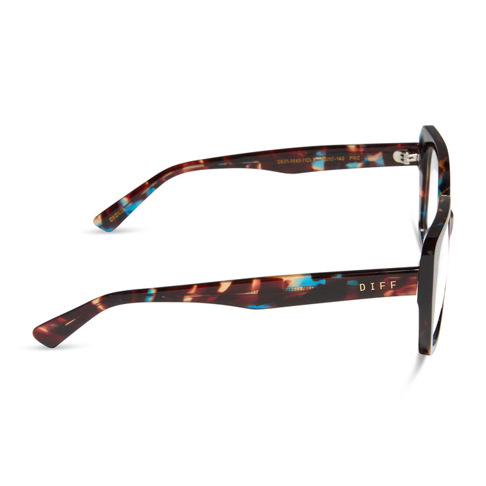 diff eyewear featuring the cecilia square prescription glasses with a confetti tortoise frame side view