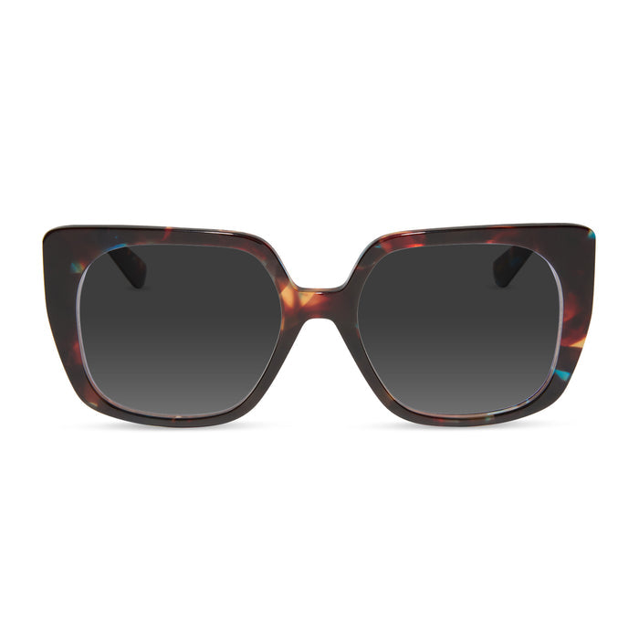 diff eyewear featuring the cecilia square prescription sunglasses with a confetti tortoise frame front view