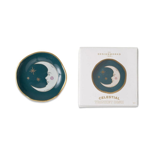CELESTIAL CERAMIC TRINKET DISH-TEAL MOON