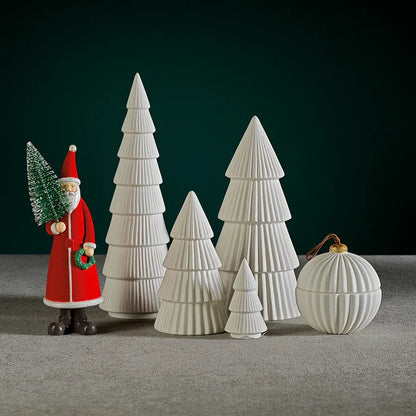 CERAMIC HOLIDAY TREE - MATT WHITE - 6.75 IN