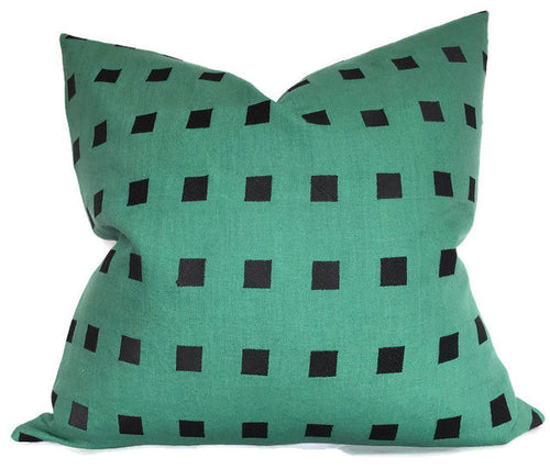 Chalet Embroidered Pillow Cover in Green + Black, Kelly Wearstler Textiles