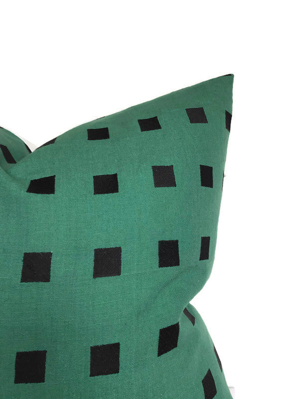 Chalet Embroidered Pillow Cover in Green + Black, Kelly Wearstler Textiles
