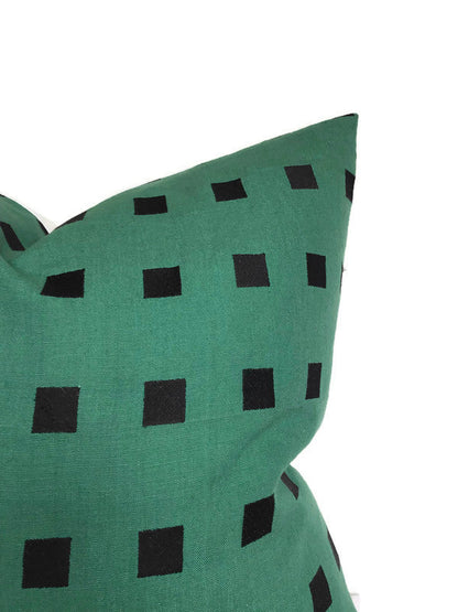 Chalet Embroidered Pillow Cover in Green + Black, Kelly Wearstler Textiles