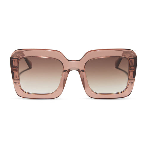 diff eyewear featuring the charise square sunglasses with a café ole frame and brown gradient polarized lenses front view