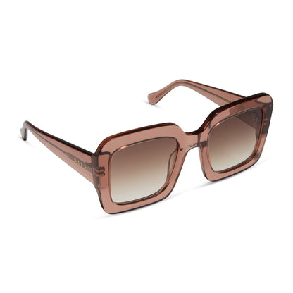 diff eyewear featuring the charise square sunglasses with a café ole frame and brown gradient polarized lenses angled view