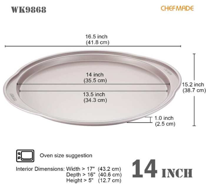 CHEFMADE WK9868 Non-Stick Pizza Pan, 14"