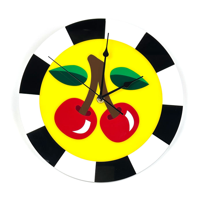 Cherry Checkered Circular Clock