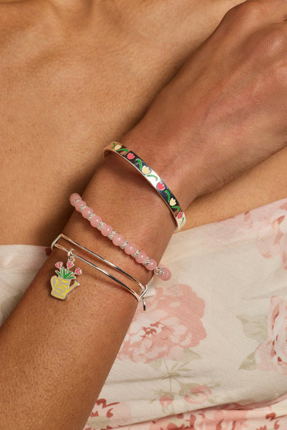 Cherry Quartz Beaded Charm Bangle