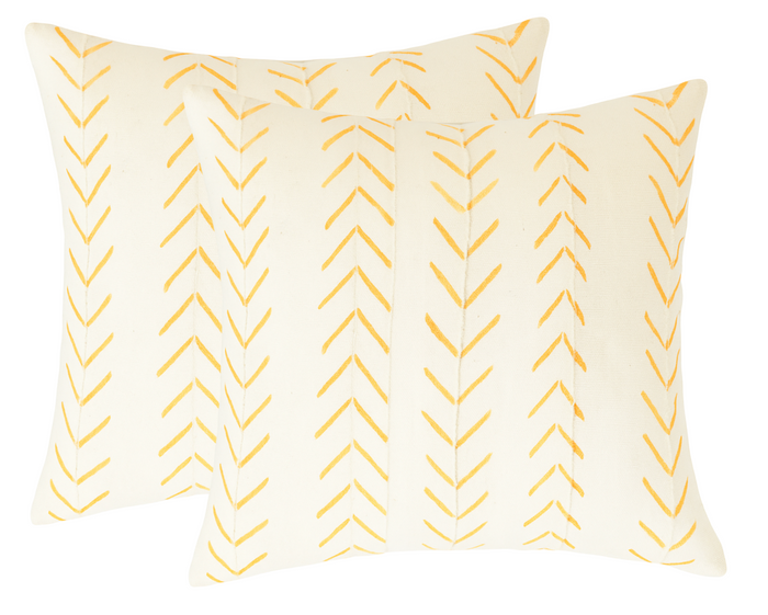 Chevron Print Mudcloth Pillow Cover in Orange