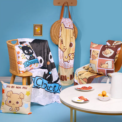 Chibimaru Cheerful Pup Throw Blanket Home Goods Printful