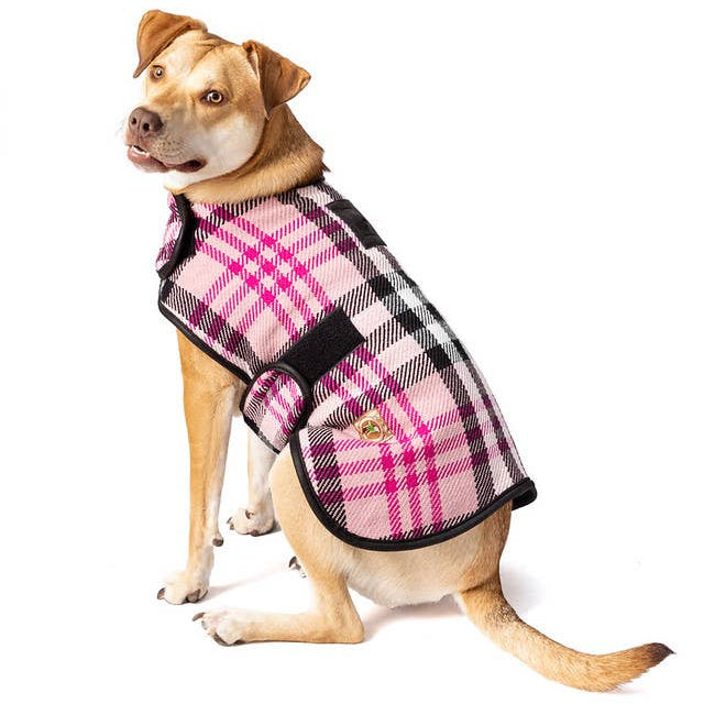 Chilly Dog Dog Blanket Coat Pink Plaid - Dog.Dog.Cat.