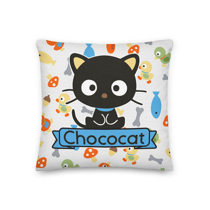 Chococat Fish & Acorns 18" Square Pillow Home Goods Printful Default Title