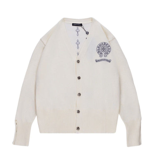 Chrome Hearts Multiple Cross Logo Cardigan Beige – hoodie front view