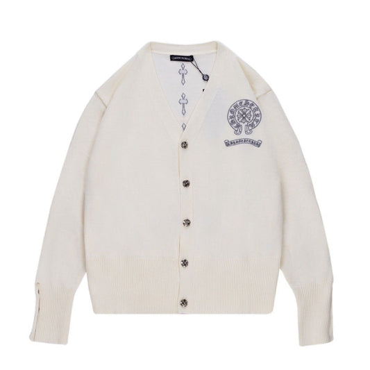 Chrome Hearts Multiple Cross Logo Cardigan Beige – hoodie front view