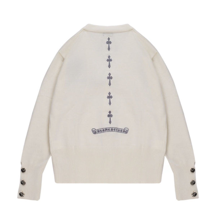Authentic Chrome Hearts Chrome Hearts Multiple Cross Logo Cardigan Beige – front view
