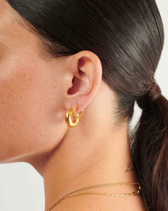 Chubby Tunnel Small Hoop Earrings | 18ct Gold Plated Earrings Missoma