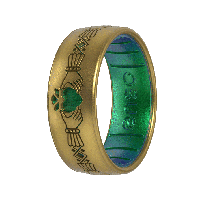 Etched Celtic Silicone Ring - Claddagh Ring - Antique Gold/Dragon