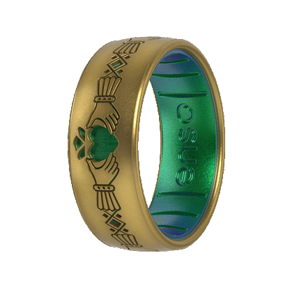 Etched Celtic Silicone Ring - Claddagh Ring - Antique Gold/Dragon