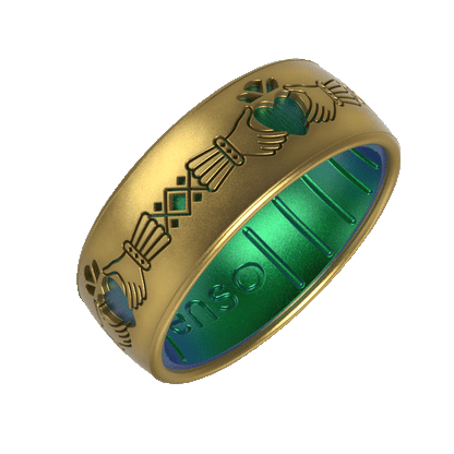 Etched Celtic Silicone Ring - Claddagh Ring - Antique Gold/Dragon