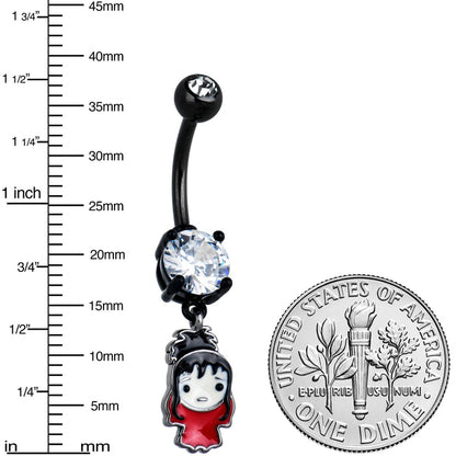 Clear Gem Black Officially Licensed Beetlejuice Lydia Dangle Belly Ring