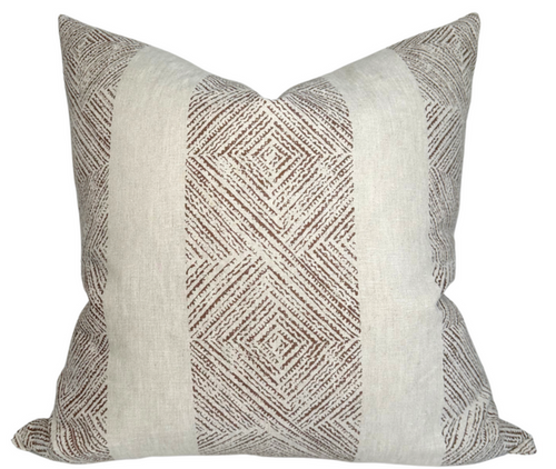Clipperton Stripe Pillow Cover in Brown on Natural, Thibaut Pillows